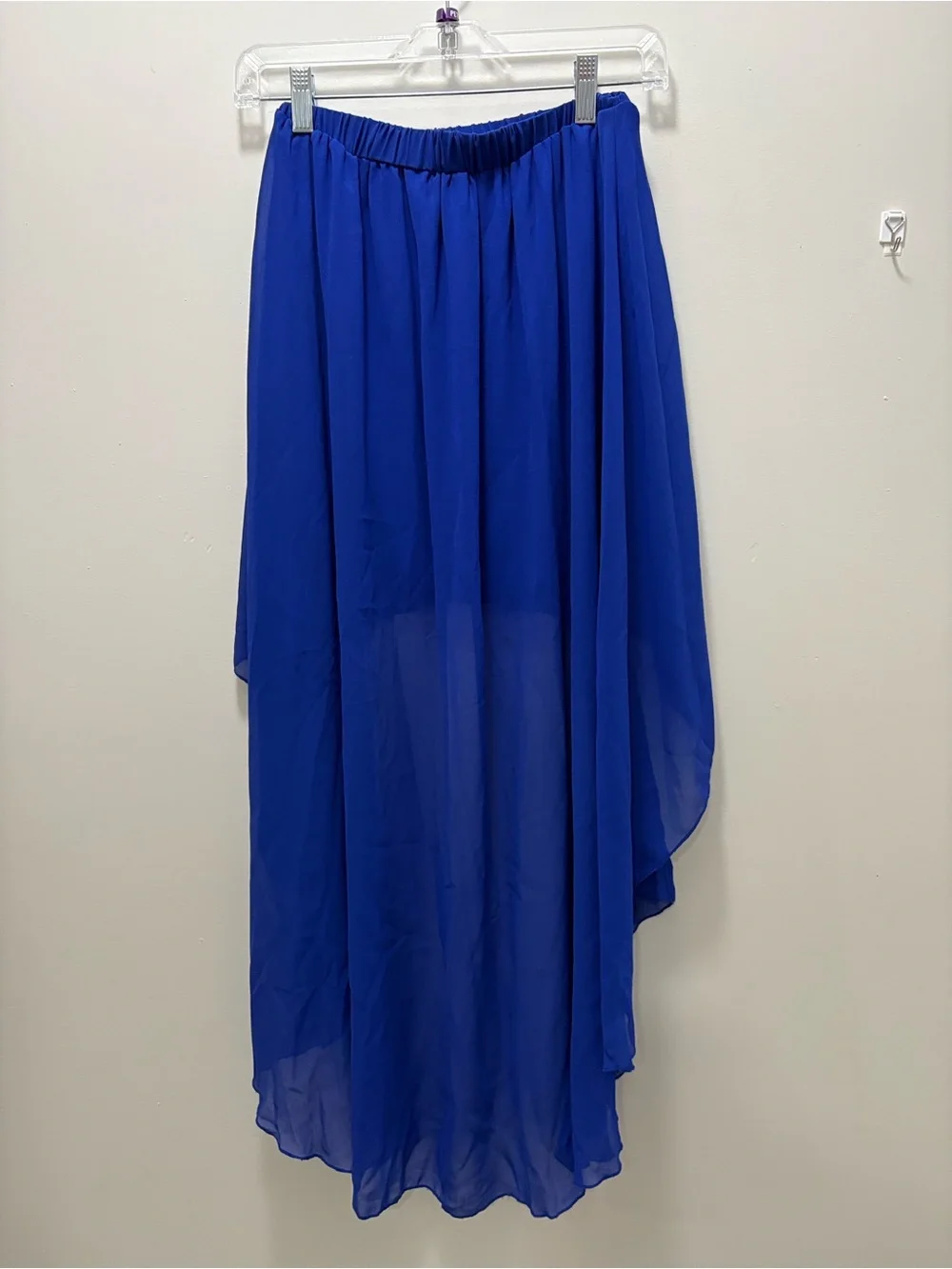 Chiffon High-Low Skirt in Cobalt Blue